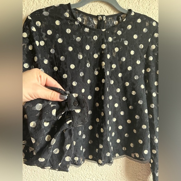 Zara Polka Dot Lace Semi Sheer Blouse Size XS - Picture 4 of 7